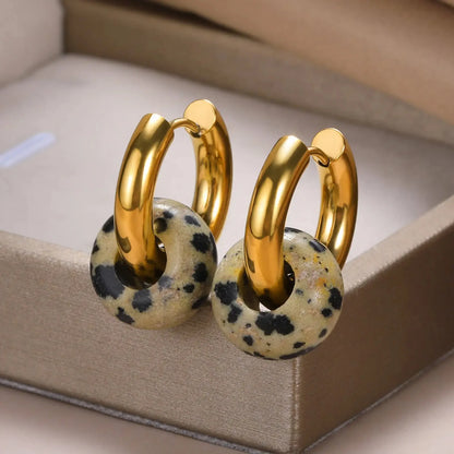 PENDIENTES LEOPARDO MINERAL ÓPALO