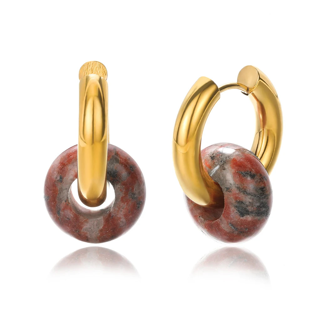 PENDIENTES LEOPARDO MINERAL ÓPALO